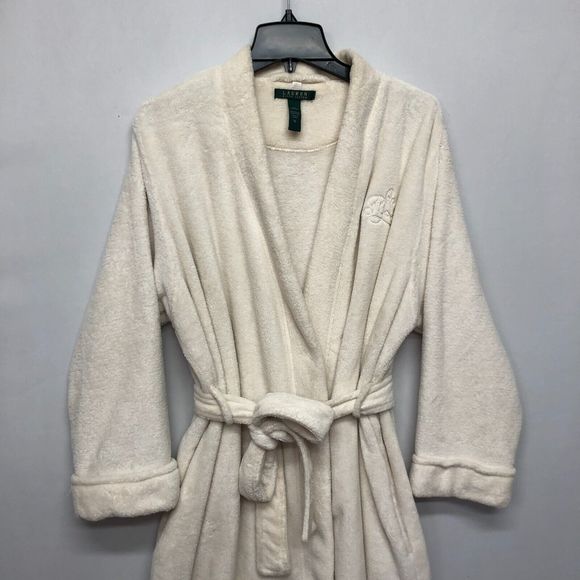 Ralph Lauren Women Polyester Fleece Bath Robe Size Extra Large White B220 -11 - Picture 11 of 15